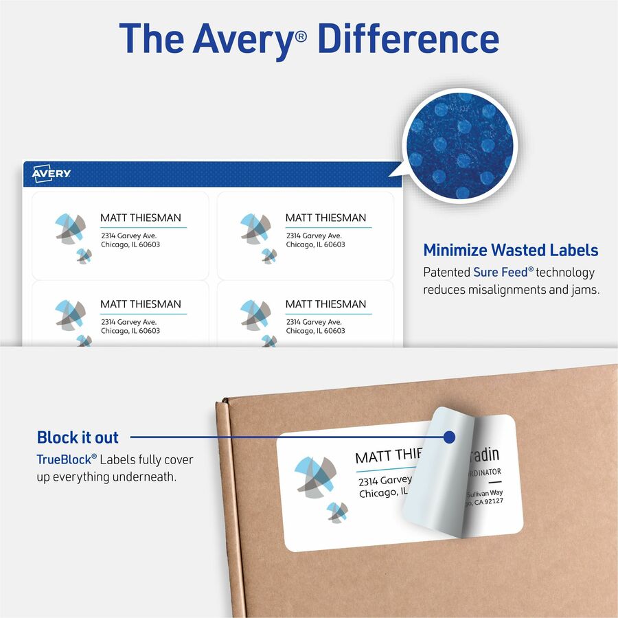 Avery Shipping Labels, Sure Feed, 2" x 4" 1,000 White Labels (5163)