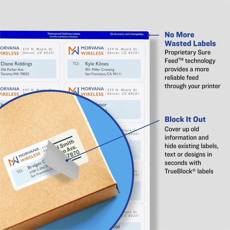 Avery Shipping Labels, Sure Feed®, 2" x 4" , 250 Labels (5263)