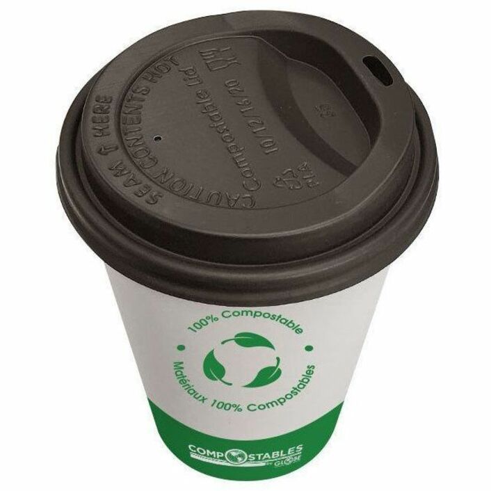 Globe Single Wall Compostable Paper Cups — 8 oz, White, 50/Pack