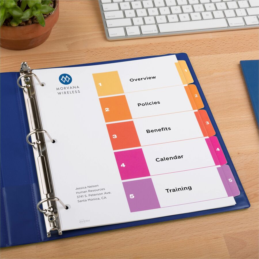 Avery® Ready Index® Table of Content Dividersfor Laser and Inkjet Printers, 5 tabs, 1 set