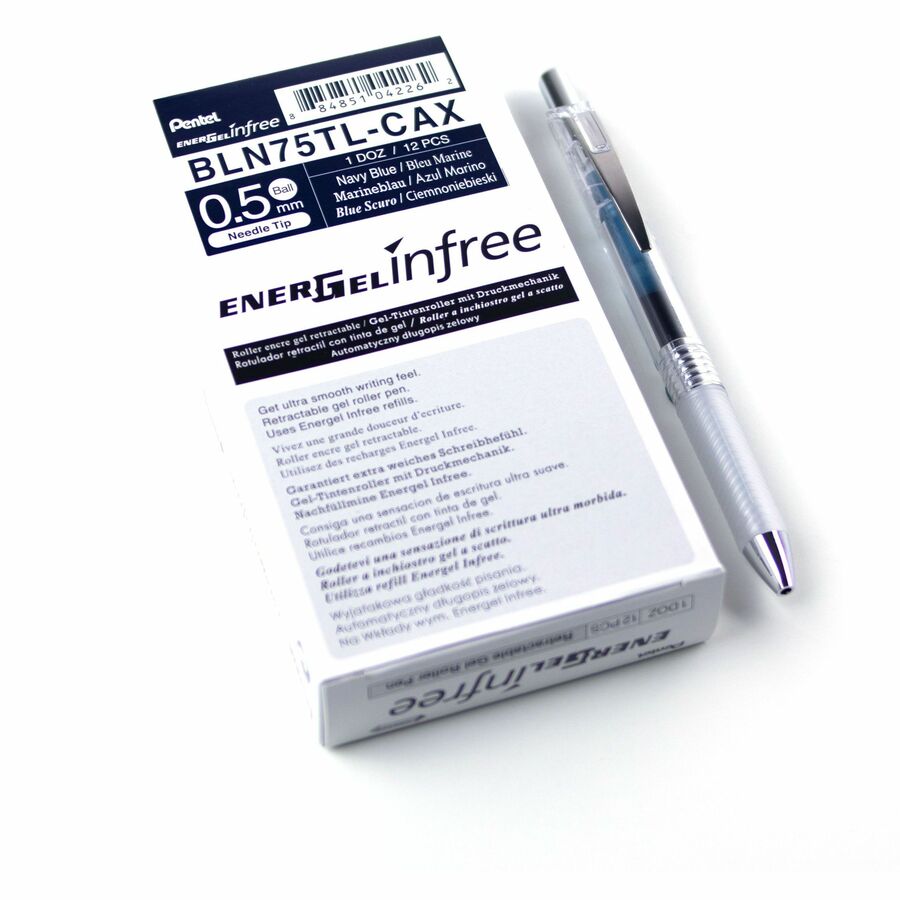 Pentel EnerGel InFree Retractable Gel Pen — 0.5 mm Needle Tip