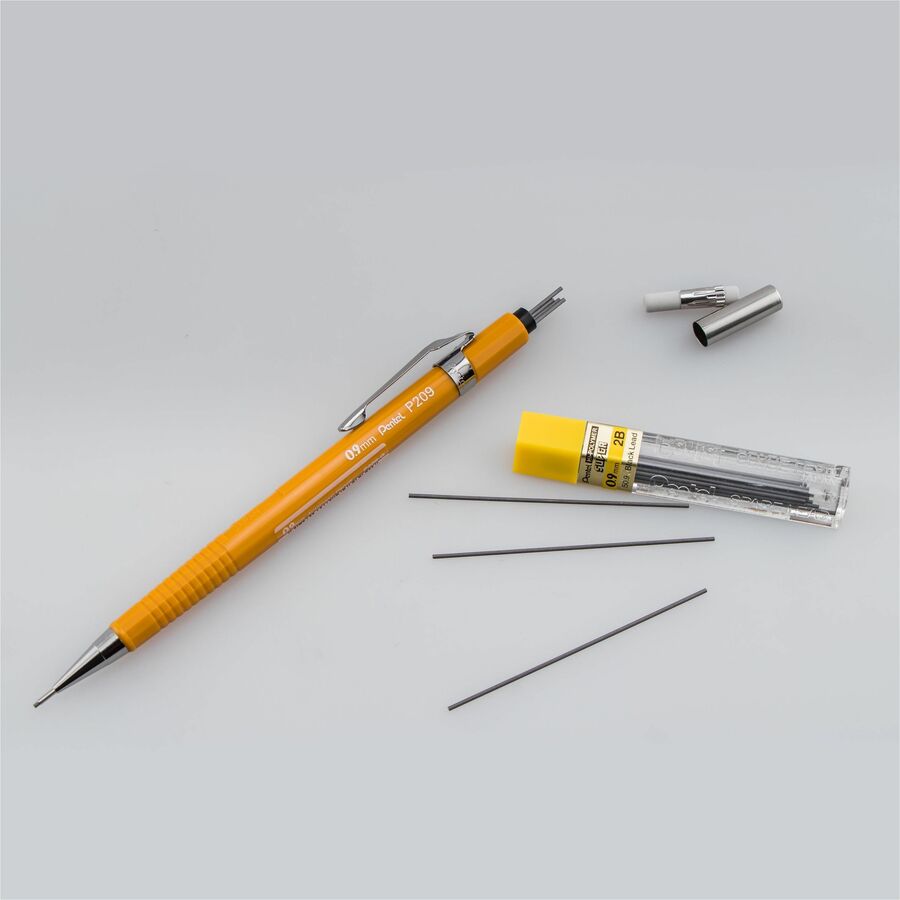 Pentel P200 Mechanical Pencil, 0.9mm Bold HB – Yellow Barrel
