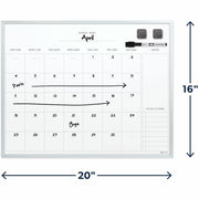Quartet Dry Erase Calendar Board – 20" x 16" Aluminum Frame