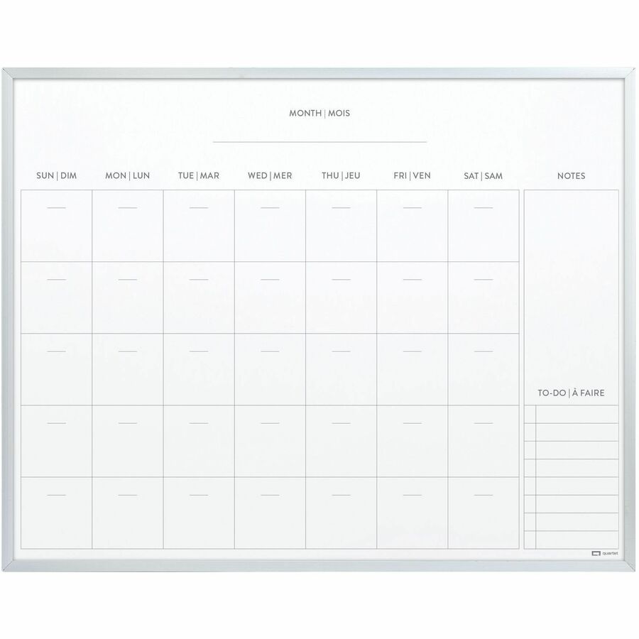 Quartet Dry Erase Calendar Board – 20" x 16" Aluminum Frame