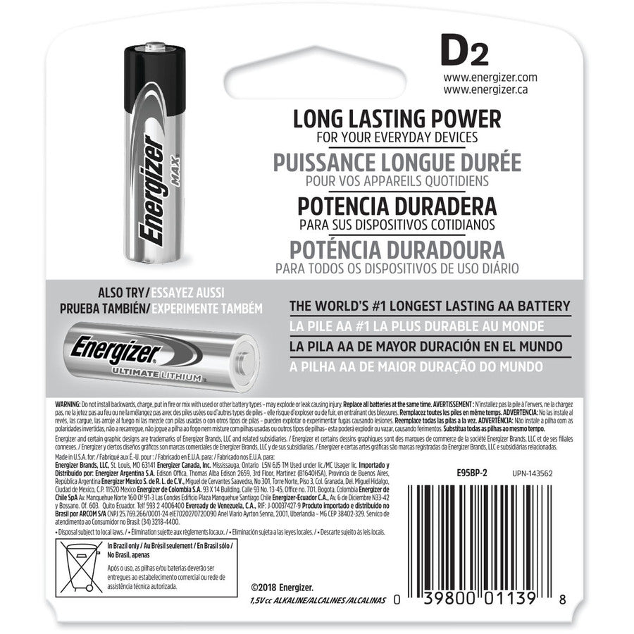 Energizer MAX Alkaline D Batteries, 2 Pack