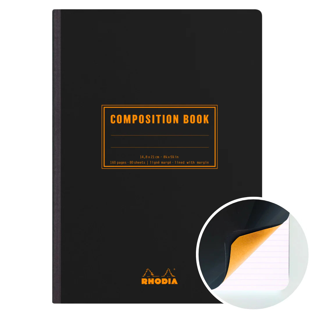 Rhodia Composition Notebook – Lined, A5+, 160 Pages, Black