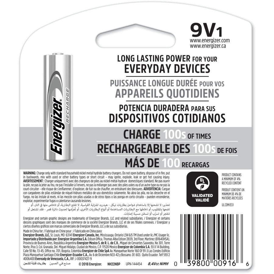 Energizer 9-Volt Recharge Batteries