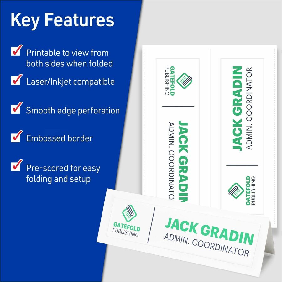 Avery® Large Tent Cardsfor Laser and Inkjet Printers, 3-1/2" x 11"