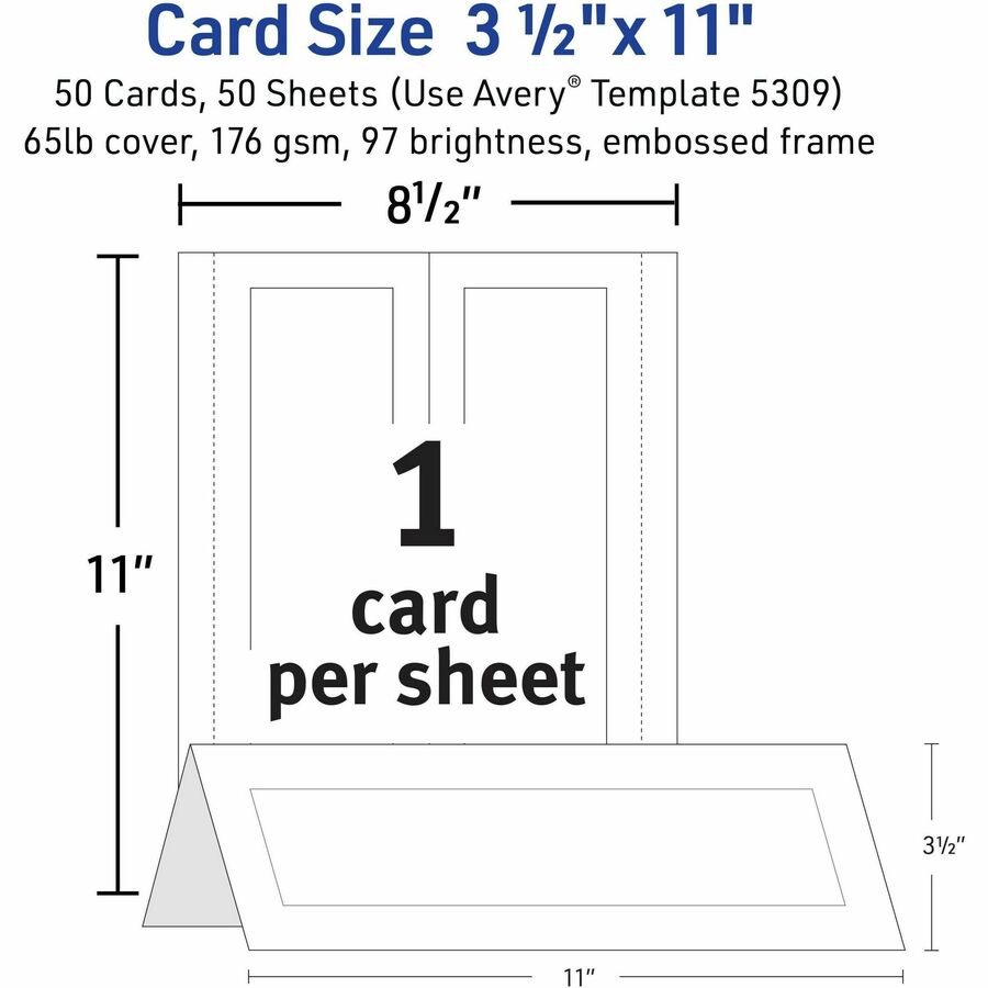 Avery® Large Tent Cardsfor Laser and Inkjet Printers, 3-1/2" x 11"