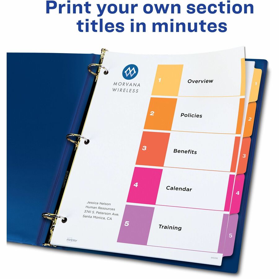 Avery® Ready Index® Table of Content Dividersfor Laser and Inkjet Printers, 5 tabs, 6 sets