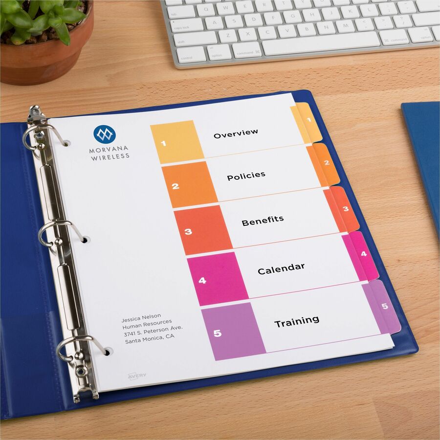 Avery® Ready Index® Table of Content Dividersfor Laser and Inkjet Printers, 5 tabs, 6 sets