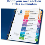 Avery® Ready Index® Table of Content Dividers for Laser and Inkjet Printers, 12 tabs, 6 sets
