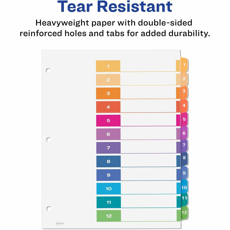 Avery® Ready Index® Table of Content Dividers for Laser and Inkjet Printers, 12 tabs, 6 sets