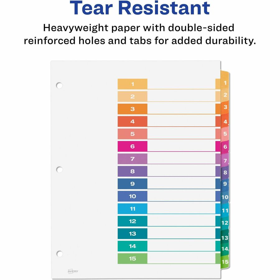 Avery® Ready Index® Table of Content Dividers for Laser and Inkjet Printers, 15 tabs, 6 sets