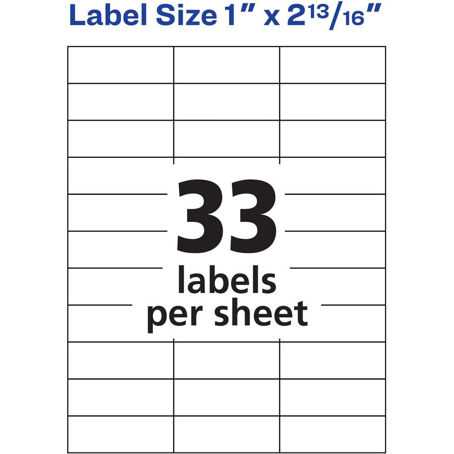 Étiquettes PRES-a-ply pour photocopieuses, 1" x 2-13/16", adhésif permanent, 33 par feuille, 3300 étiquettes