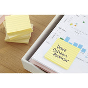 Post-it® Original Lined Notes, Canary Yellow, 3" x 5" , 100 Sheets/Pad, 12 Pads/PK