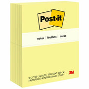Blocs-notes autocollants Post-it® Original | 7,6 × 12,7 cm | Jaune canari | 100 feuilles/bloc | 12 blocs/paquet