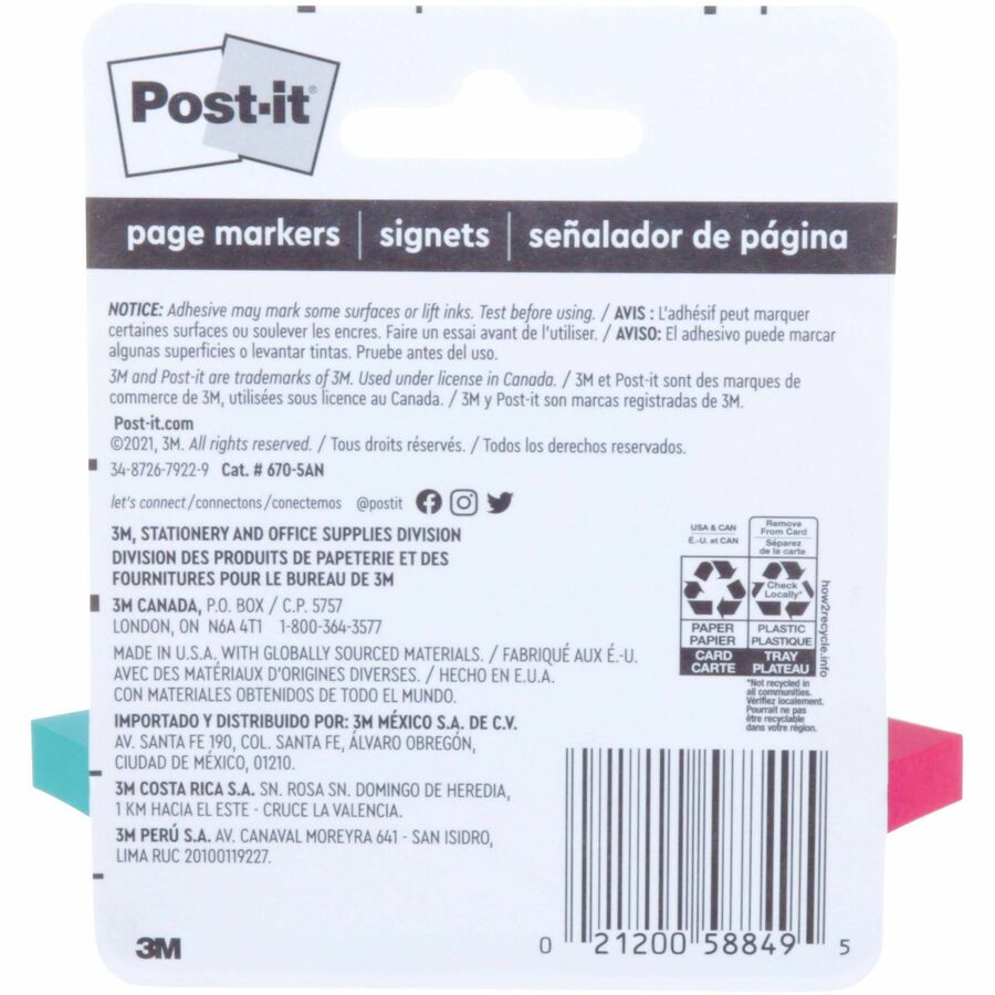 Post-it&reg; Page Markers - Assorted, 25.40mm