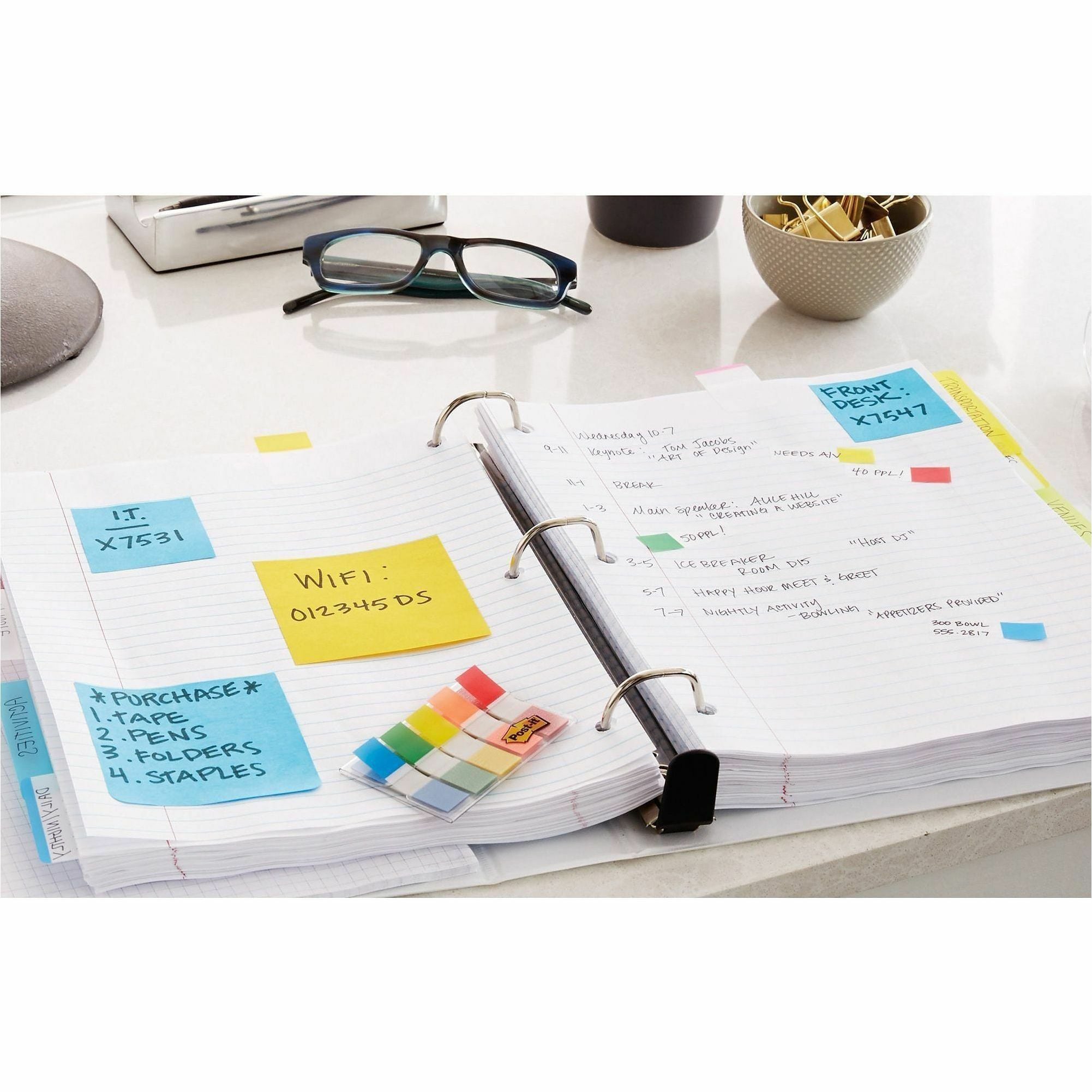 Post-it® Flags in Portable Dispenser, 5 Colours, 100/Pack (683-5CF)