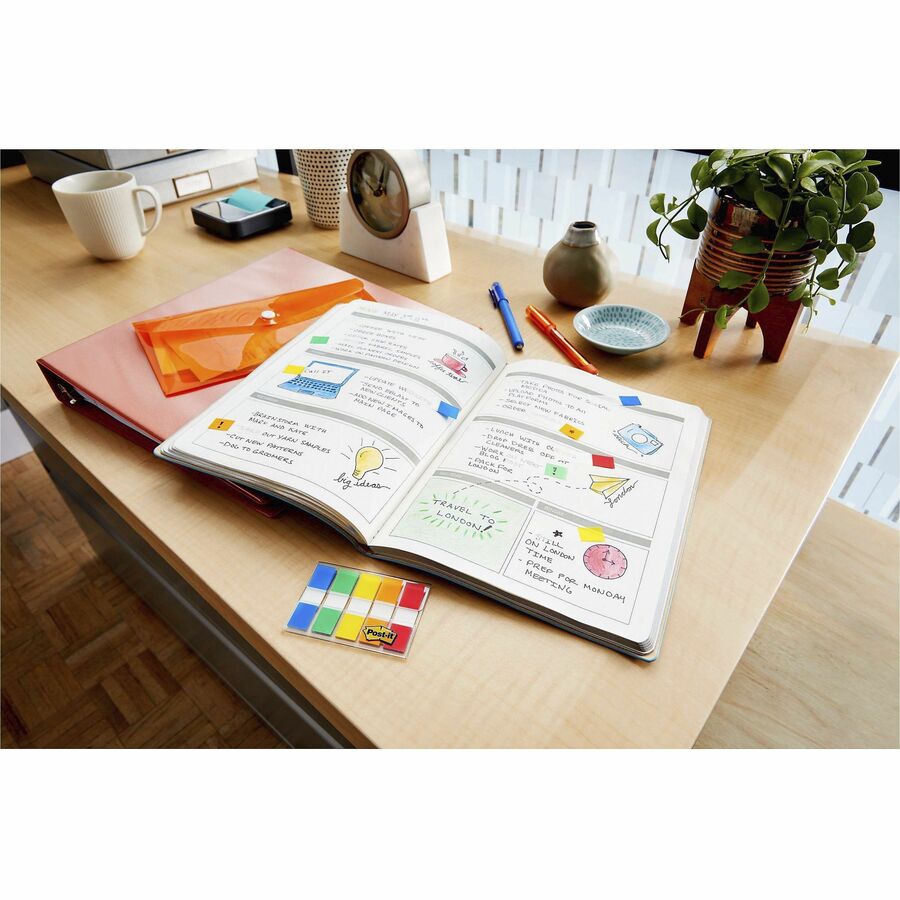 Post-it® Flags in Portable Dispenser, 5 Colours, 100/Pack (683-5CF)