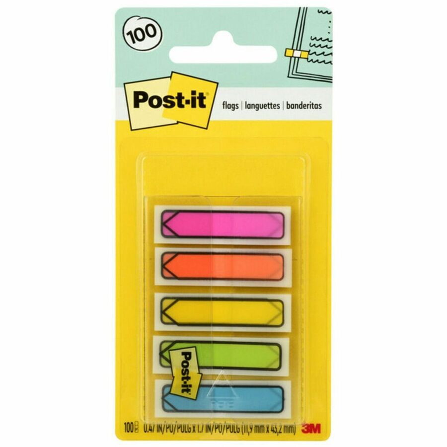 Marque-pages flèche Post-it® dans un dévidoir nomade – Couleurs vives – Orange, paquet de 80