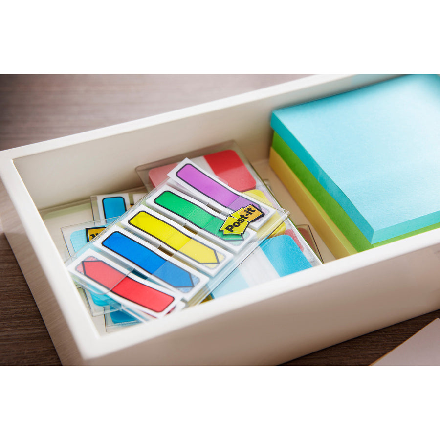 Post-it&reg; Arrow Flags in On-the-Go Dispenser - Bright Colors - Orange, 80-Pack