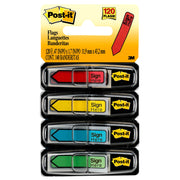 Post-it® “Sign Here” Arrow Message Flags, 4 Colours, 120/Pack (684-SH)