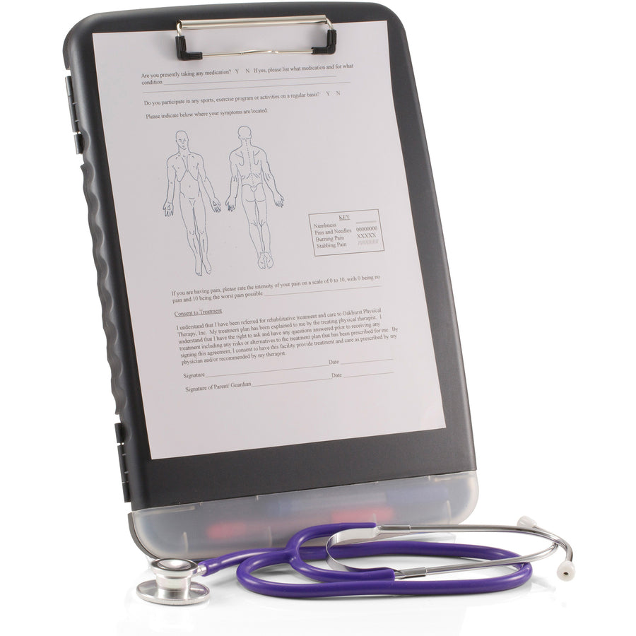 Officemate Slim Clipboard Storage Box — Charcoal
