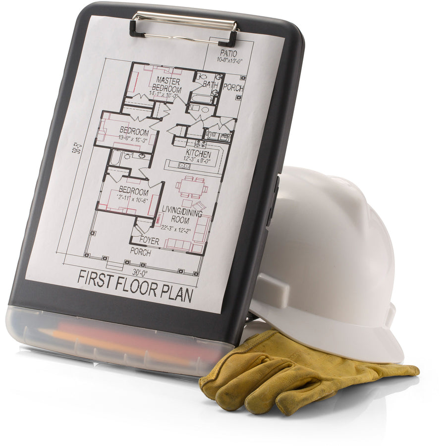 Officemate Slim Clipboard Storage Box — Charcoal