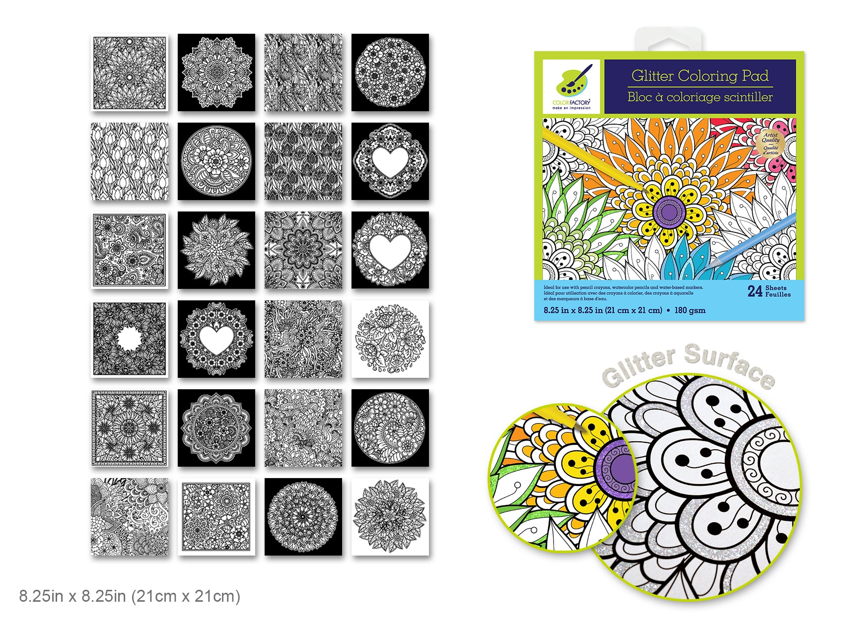 Blocs de coloriage pailletés