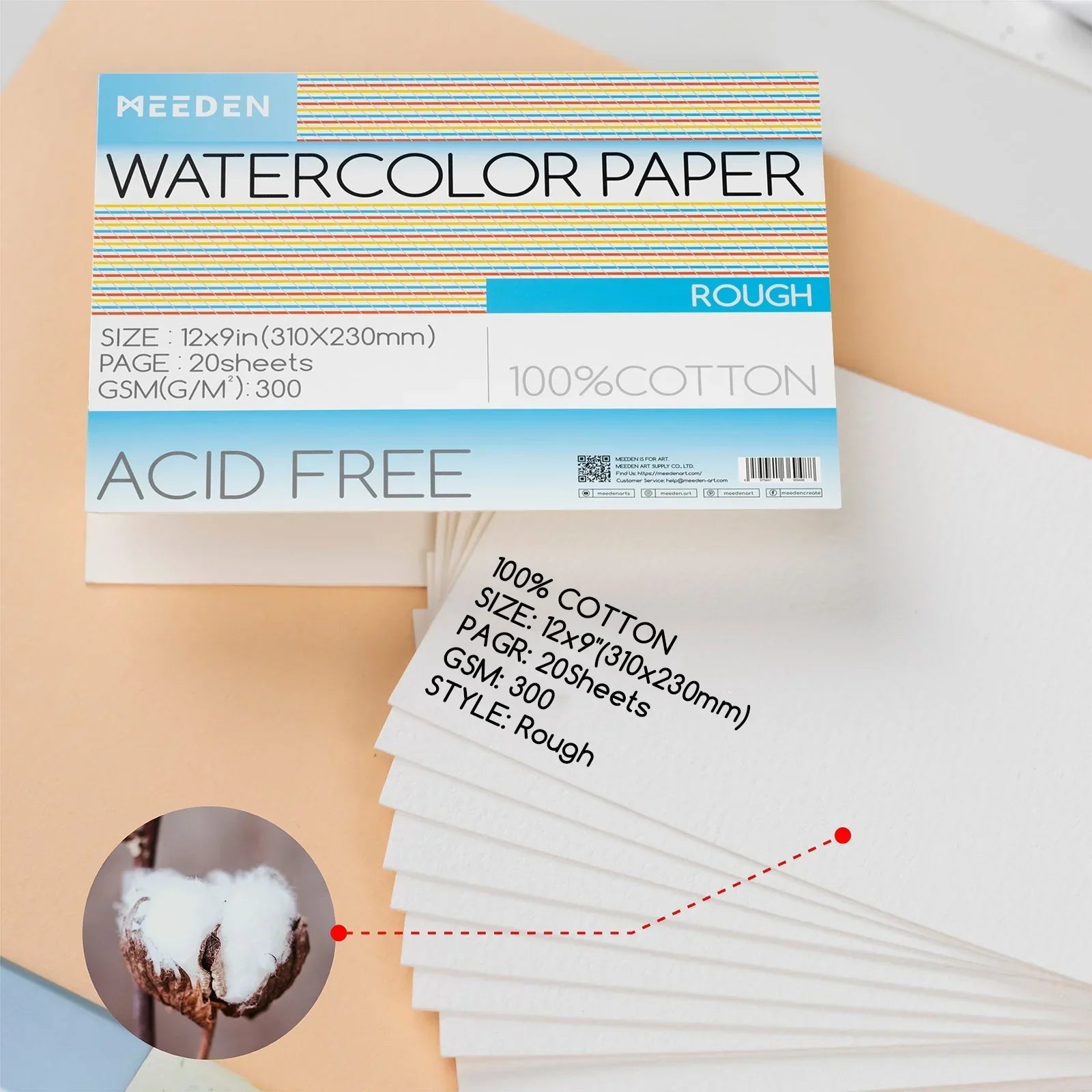 Watercolour Blocks 100% Cotton