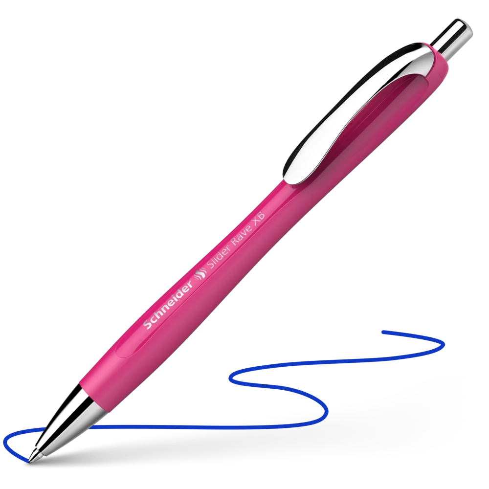 Schneider Slider Rave XB ballpoint pen, Power Pink barrel, blue ink