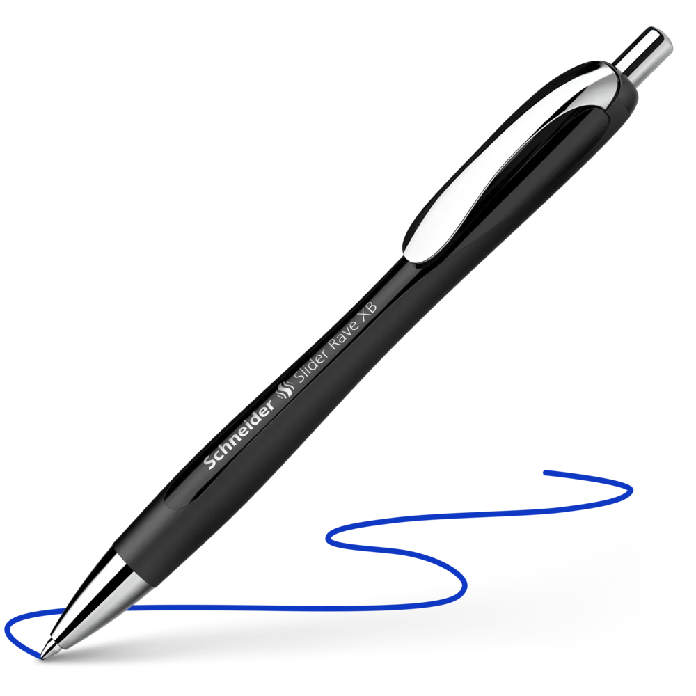 Schneider Slider Rave XB ballpoint pen, black barrel, blue ink