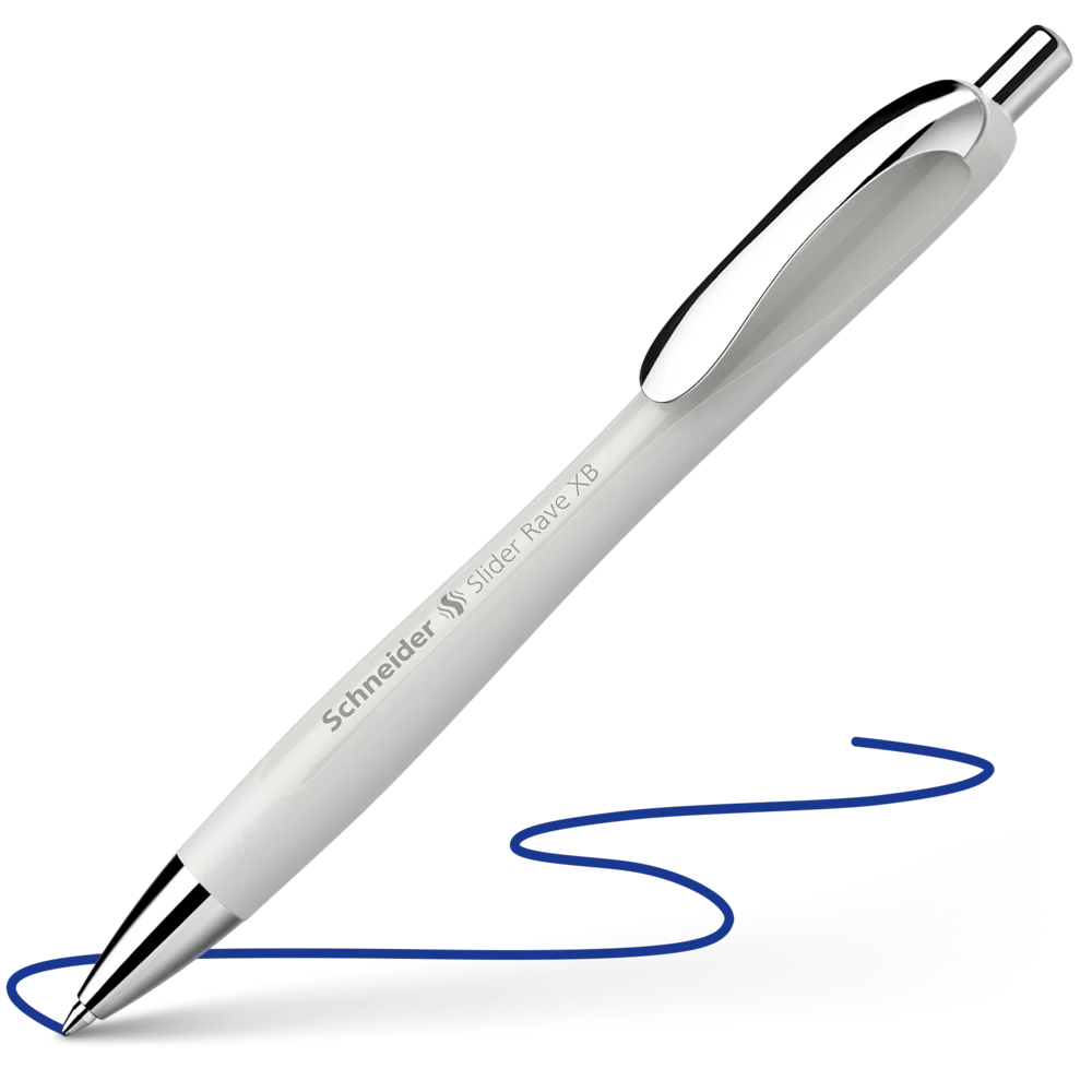Schneider Slider Rave XB ballpoint pen, Silver Grey barrel, blue ink