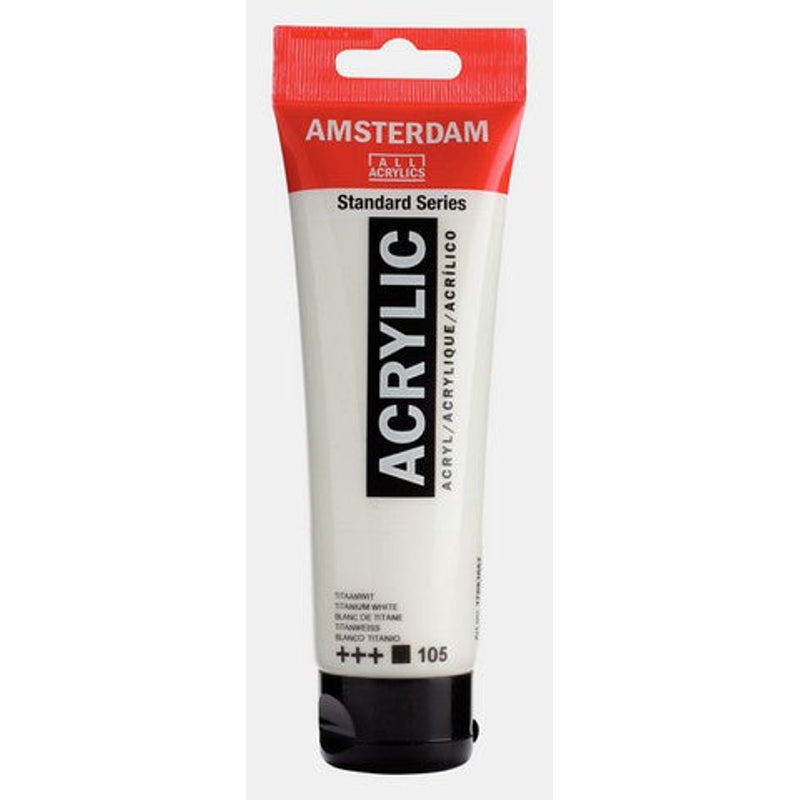 Amsterdam Standard Series acrylic paint – Titanium White 105, 120 ml tube