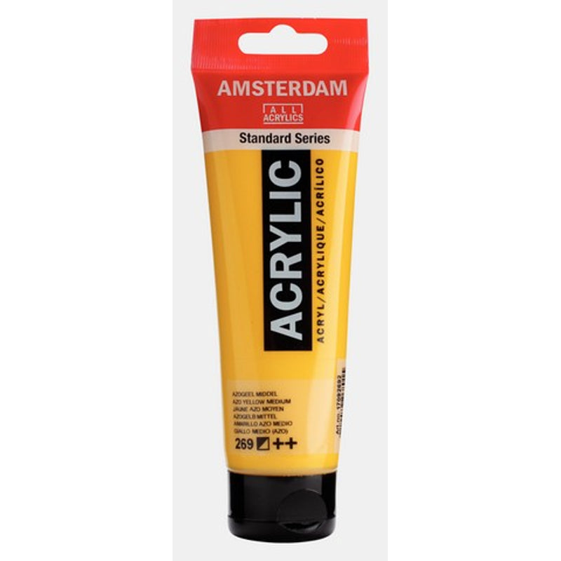 Amsterdam Standard Series acrylic paint – Azo Yellow Medium 269, 120 ml tube
