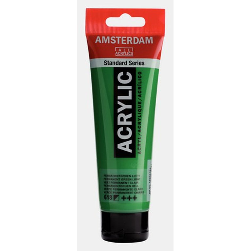 Amsterdam Standard Series acrylic paint – Permanent Green Light 618, 120 ml tube