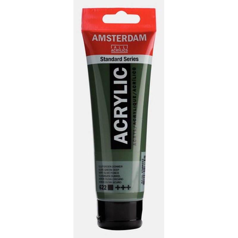 Amsterdam Standard Series acrylic paint – Olive Green Deep 622, 120 ml tube