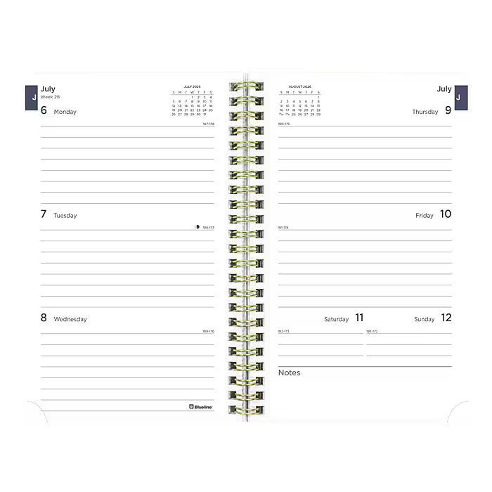 Blueline Floral Academic Weekly Planner 13-Month July–July 8"x5" Green
