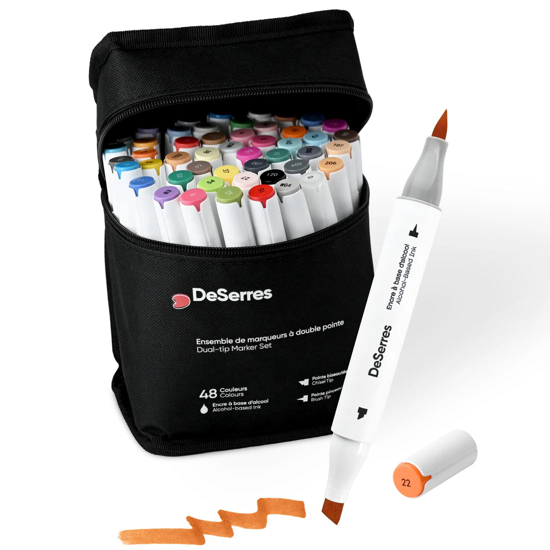 Dual-Tip Alcohol Marker Set / 48 Colours