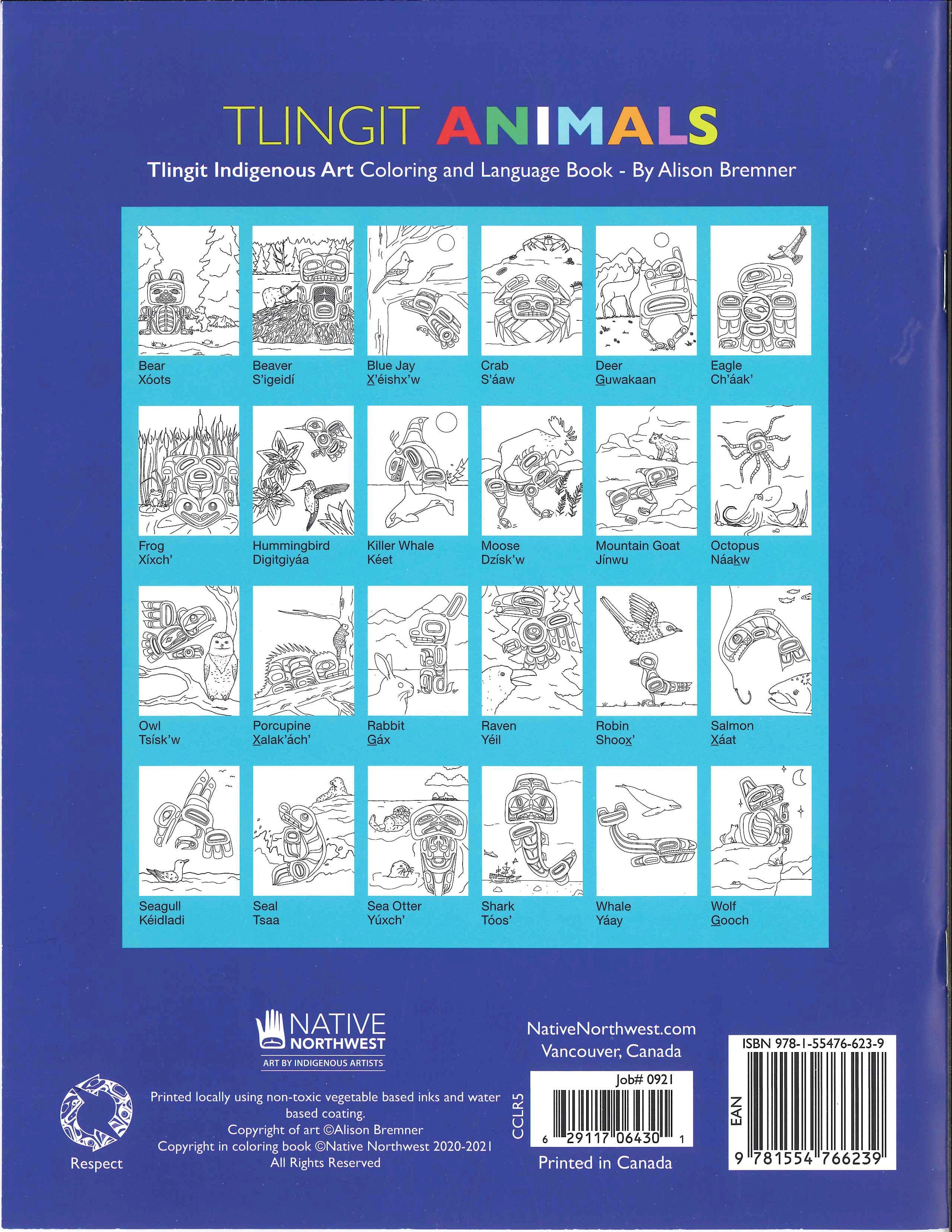 Tlingit Animals - Tlingit Indigenous Art Colouring & Language Book