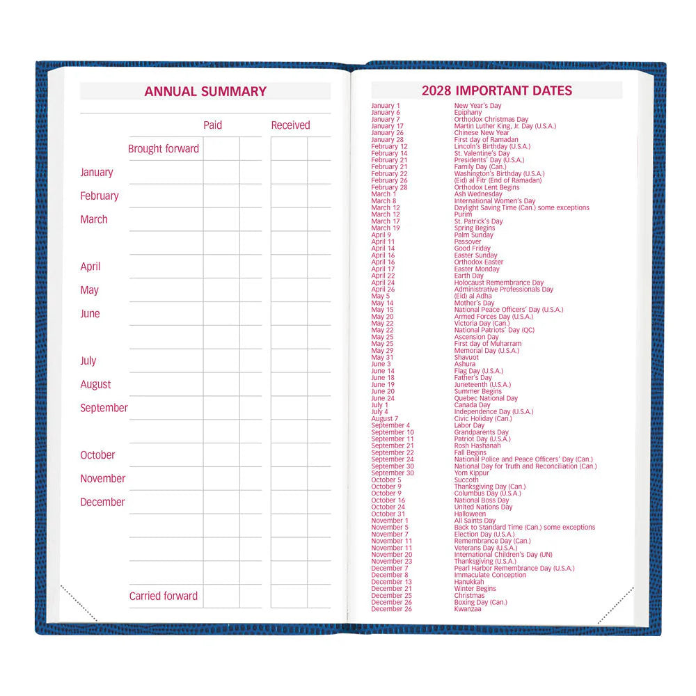 Brownline Traditional 12-Month Daily Pocket Diary 2027, Assorted, English, 6"x3-1/8"