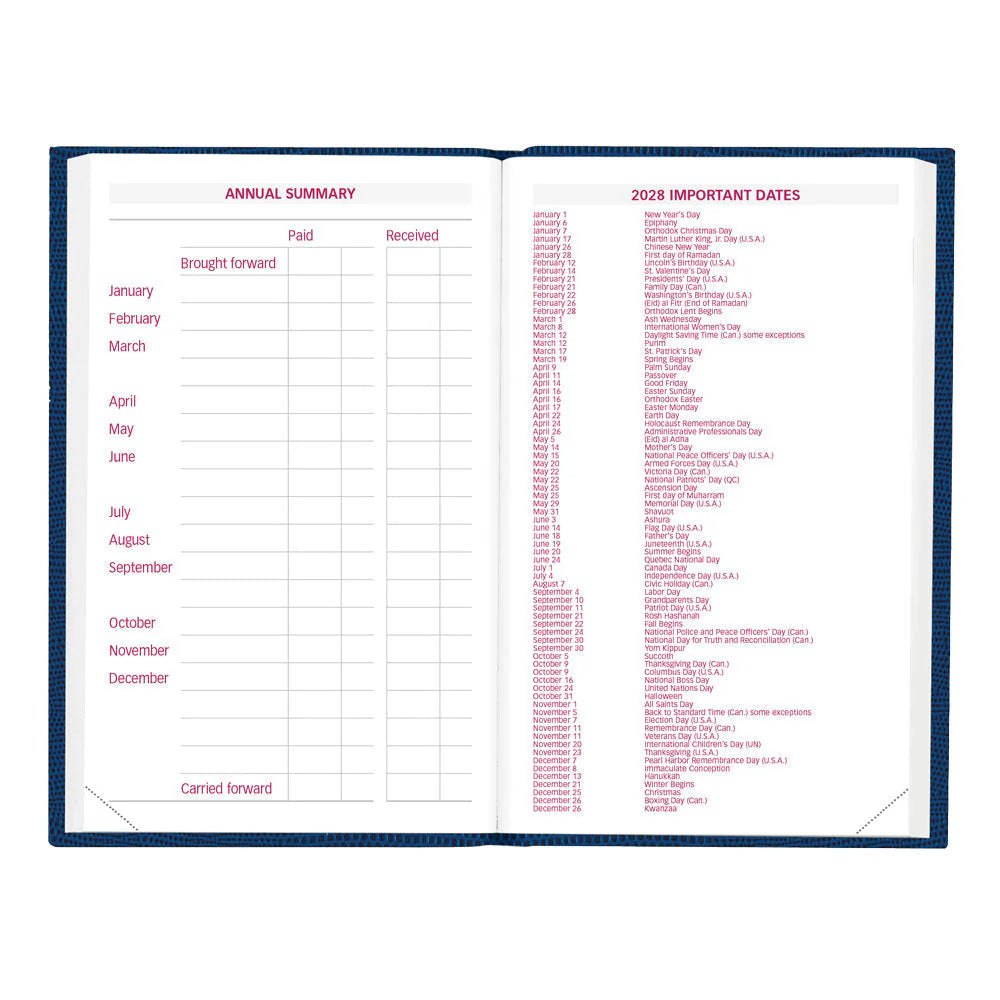 Blueline Essential 12-Month Daily Pocket Planner Jan–Dec 2027, Assorted Colours, 4.75"x3"