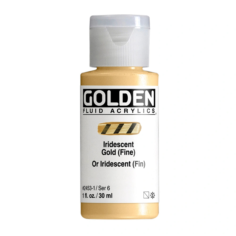 Golden Fluid Acrylic Iridescent Gold Fine, 1 oz (30 ml) bottle