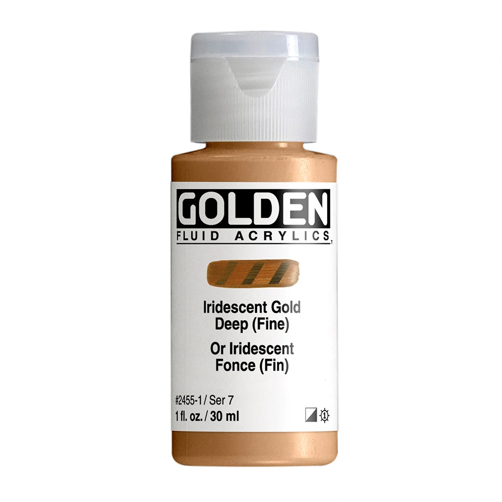 Golden Fluid Acrylic Iridescent Gold Deep Fine, 1 oz (30 ml) bottle