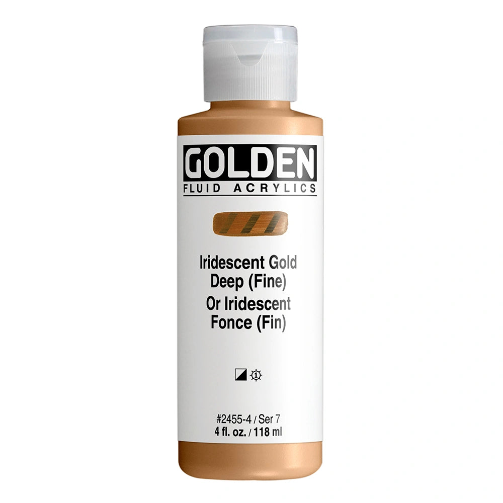 Golden Fluid Acrylic Iridescent Gold Deep Fine, 4 oz (118 ml) bottle