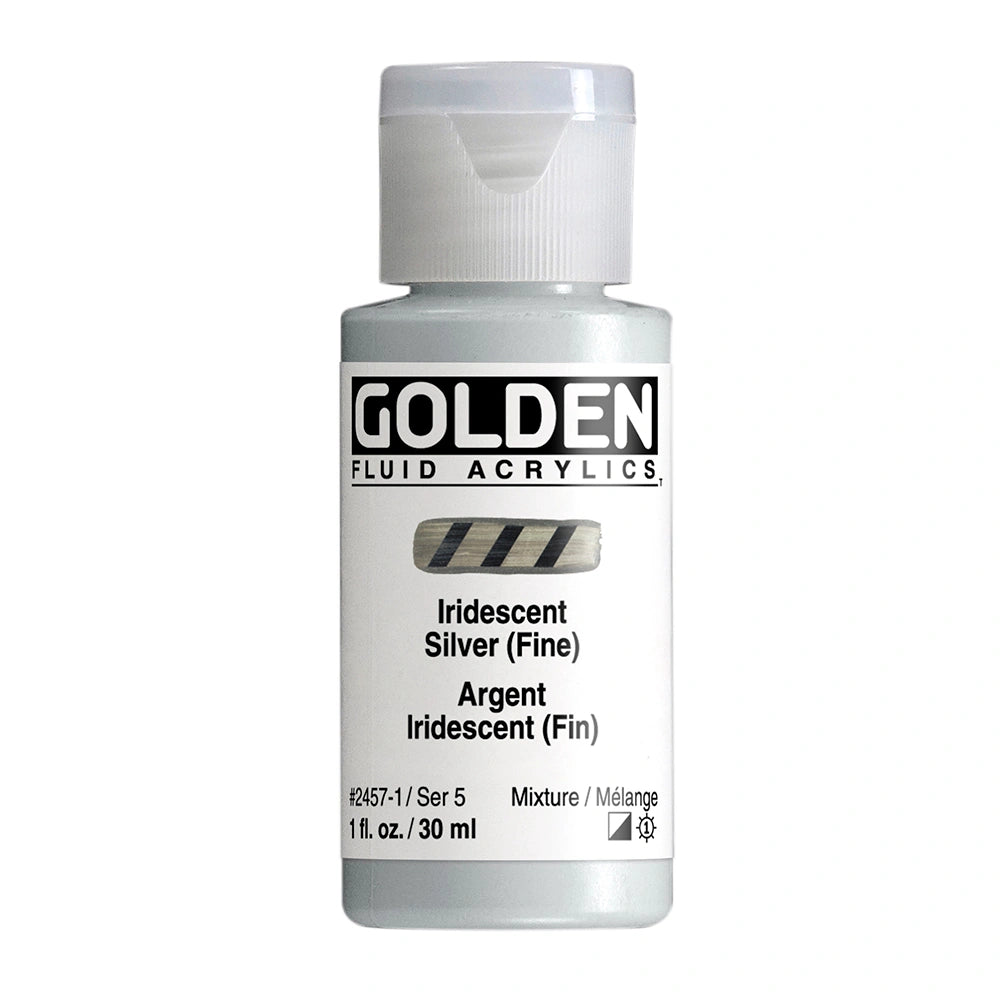Golden Fluid Acrylic Iridescent Silver Fine, 1 oz (30 ml) bottle