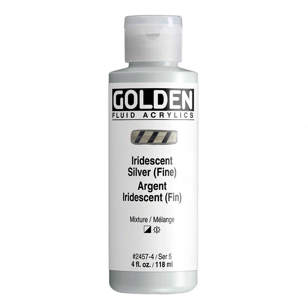 Golden Fluid Acrylic Iridescent Silver Fine, 4 oz (118 ml) bottle