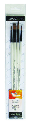 Lot de 4 pinceaux synthétiques à long manche