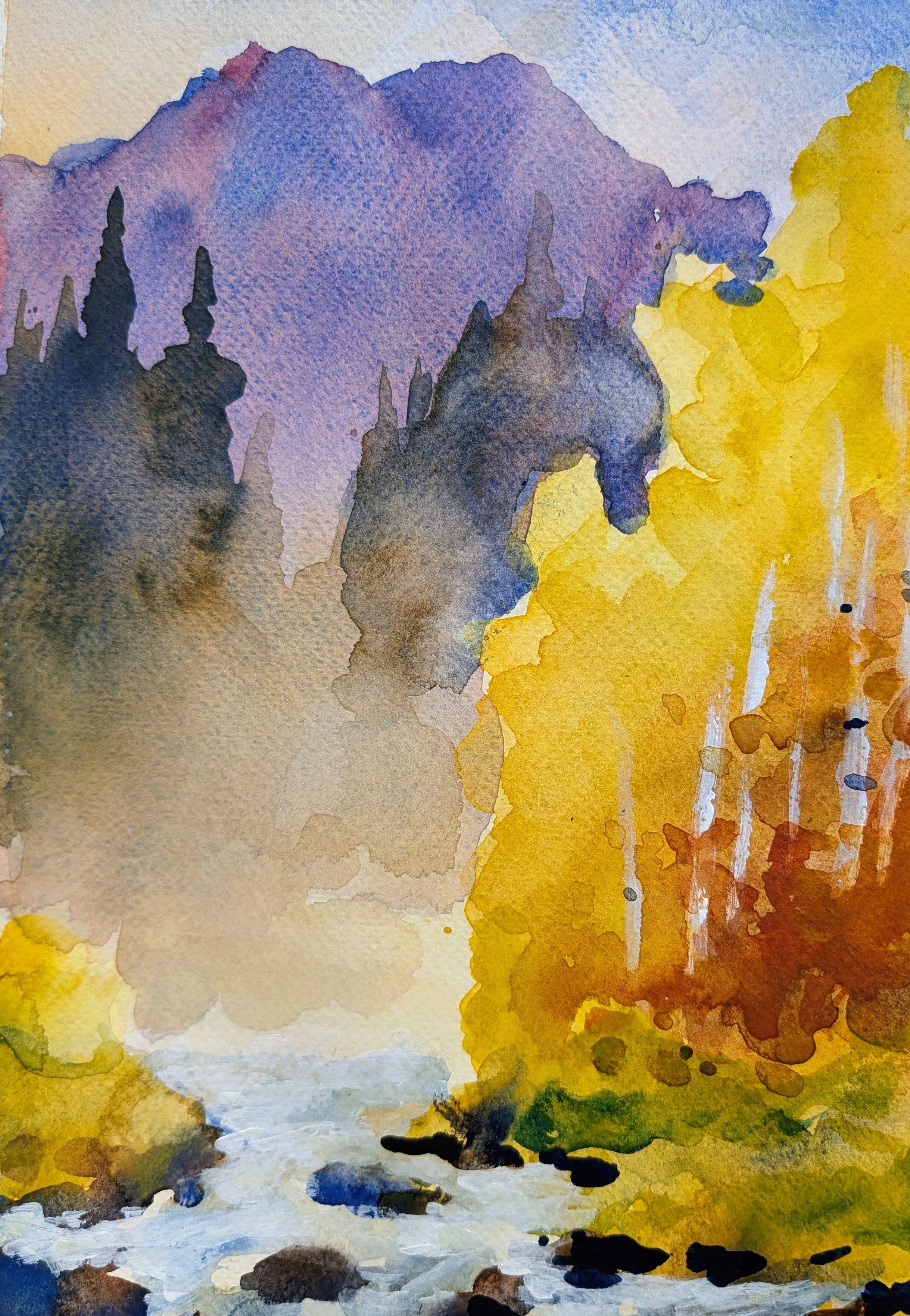 Peinture aquarelle mouillé sur mouillé